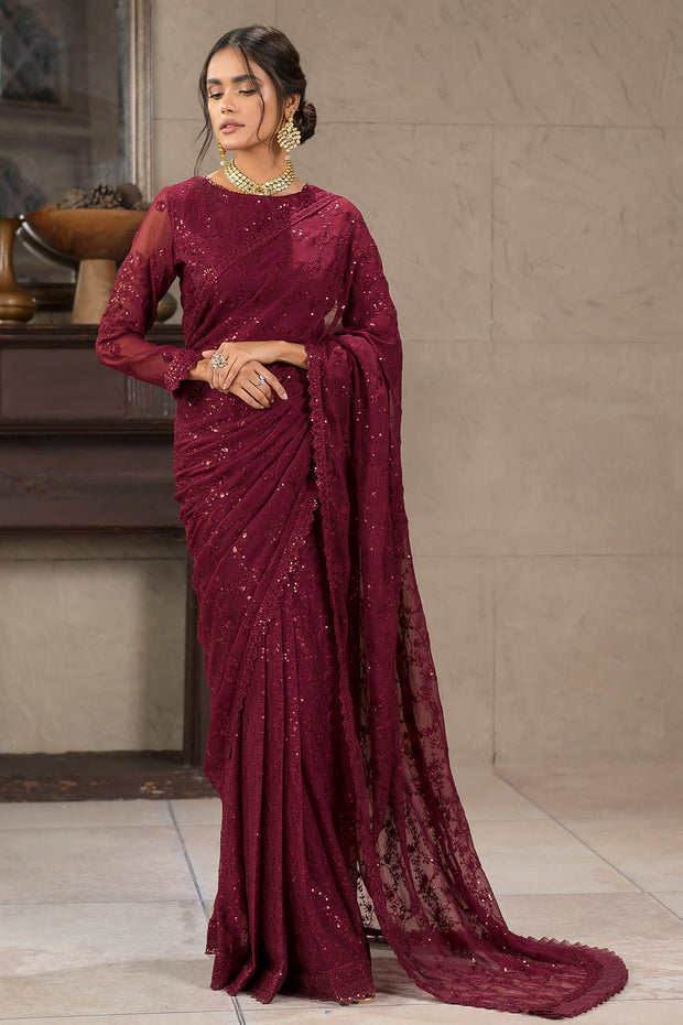 Berria Berry Sequins Embroidered Chiffon Ensemble