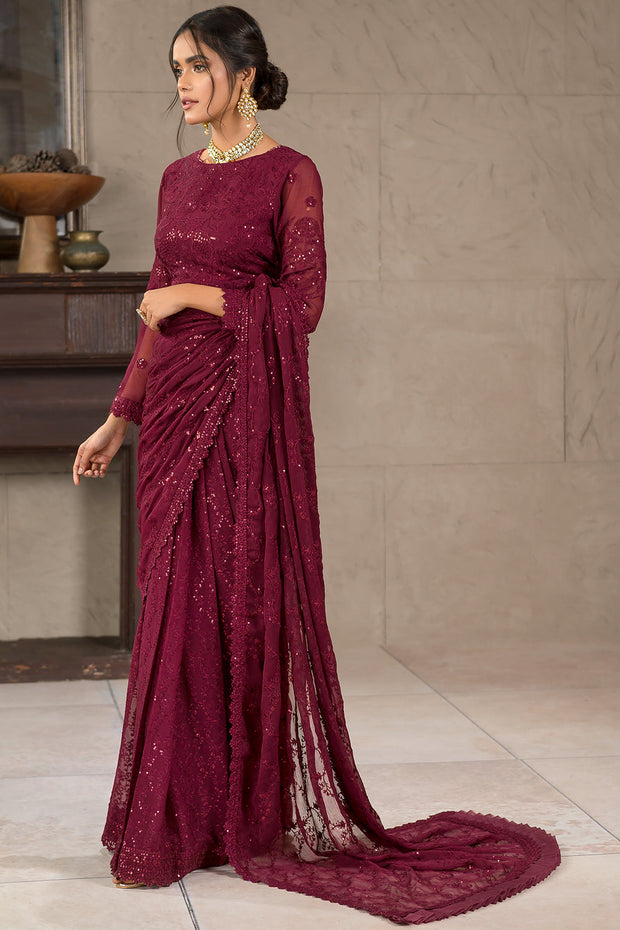 Berria Berry Sequins Embroidered Chiffon Ensemble