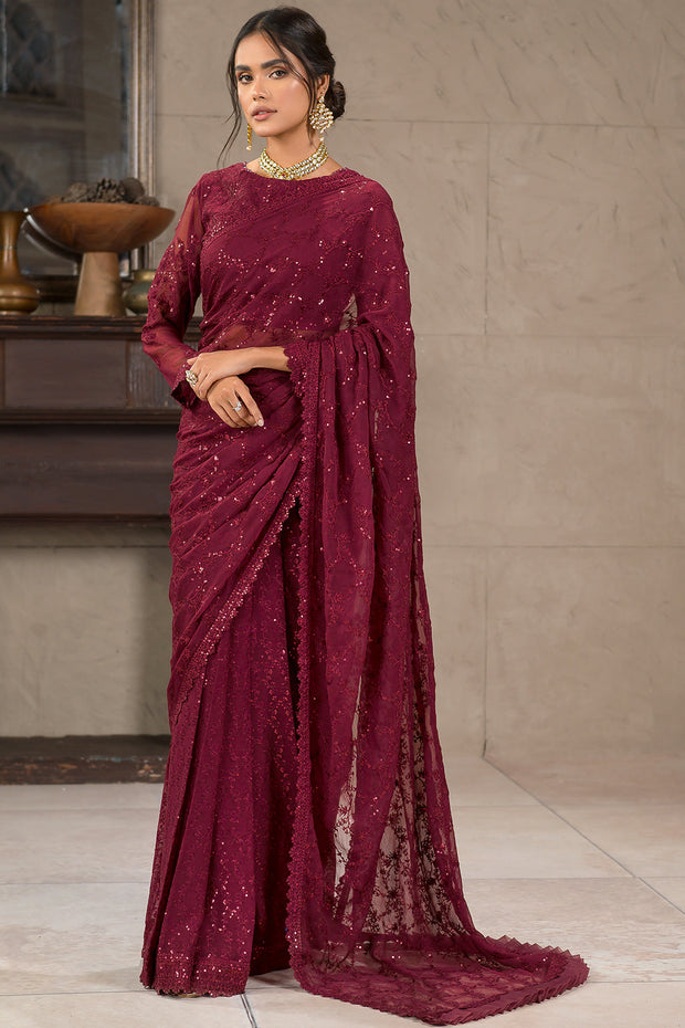 Berria Berry Sequins Embroidered Chiffon Ensemble
