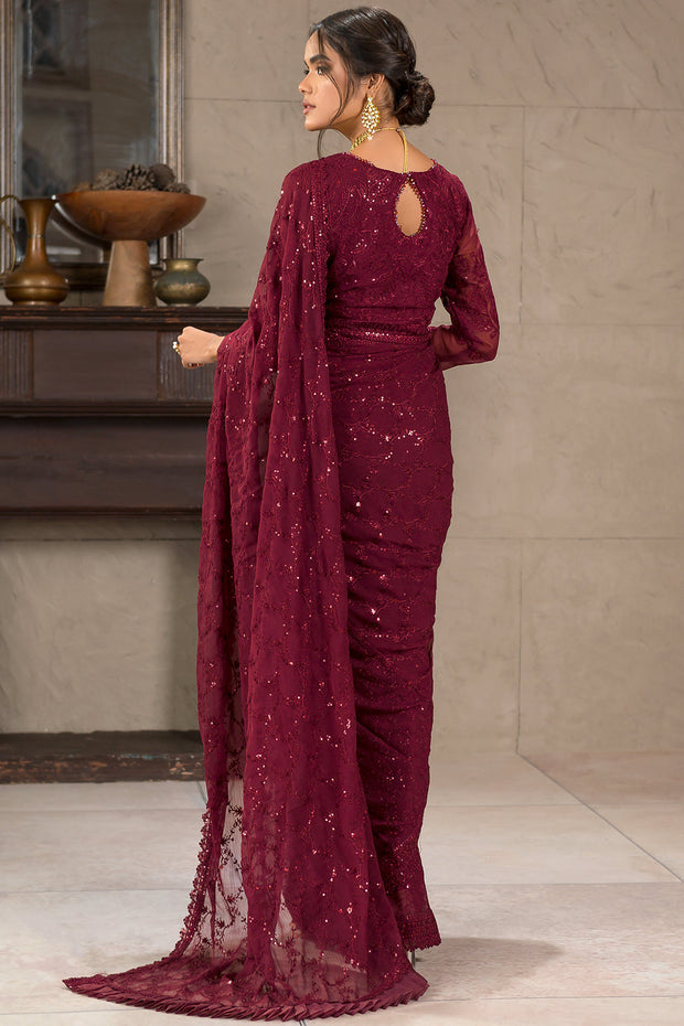 Berria Berry Sequins Embroidered Chiffon Ensemble