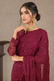Berria Berry Sequins Embroidered Chiffon Ensemble