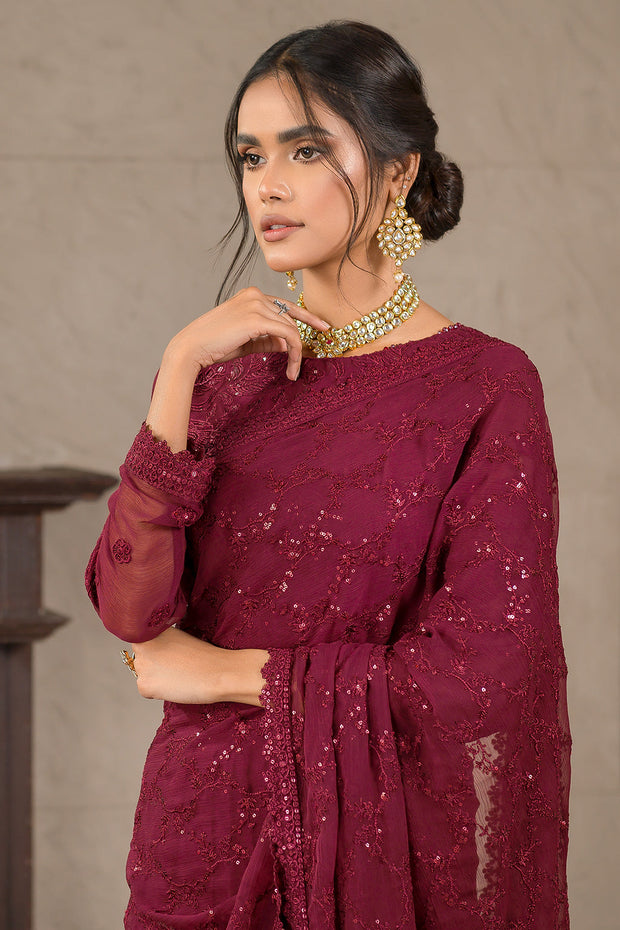 Berria Berry Sequins Embroidered Chiffon Ensemble