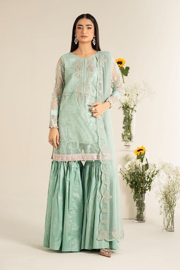 3 Piece Embroidered Cotton Silk Suit Pakistani Party Dress