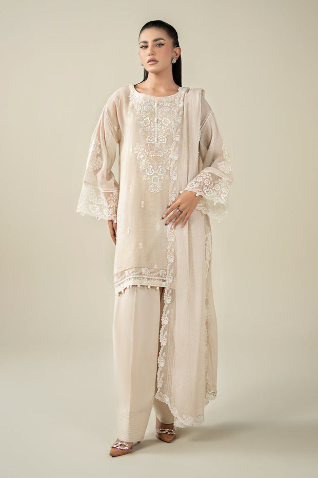 3 Piece Embroidered Cotton Net Suit Pakistani Party Dress