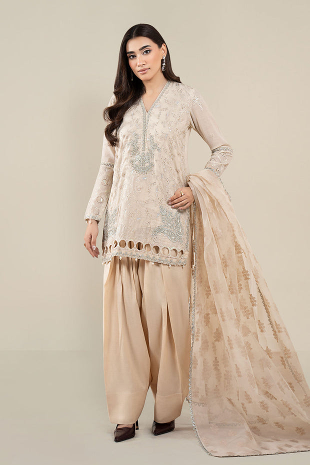 3 Piece Embroidered Paper Cotton Suit Pakistani Party Dress