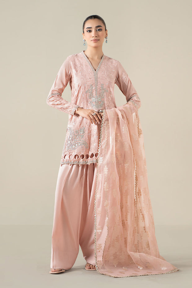 3 Piece Embroidered Paper Cotton Suit Pakistani Party Dress