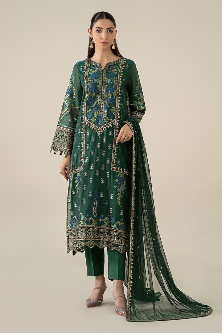 3 Piece Embroidered Jacquard Suit Pakistani Party Dress