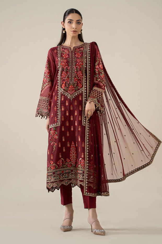 3 Piece Embroidered Jacquard Suit Pakistani Party Dress