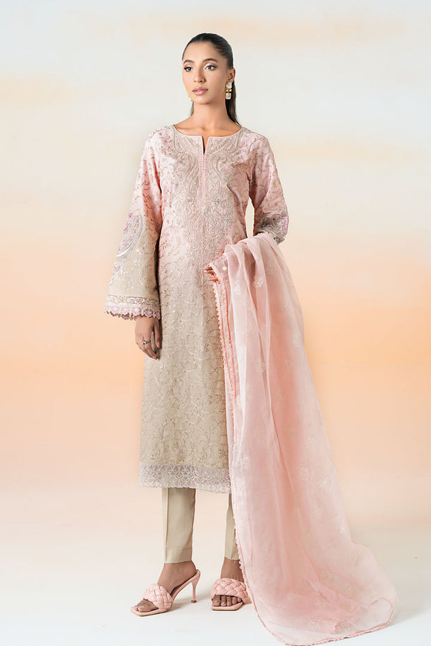 3 Piece Embroidered Self Jacquard Lawn Suit Pakistani Party Dress