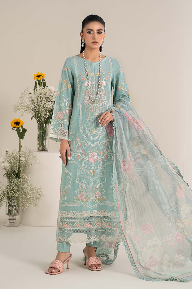 3 Piece Embroidered Self Jacquard Lawn Suit Pakistani Party Dress
