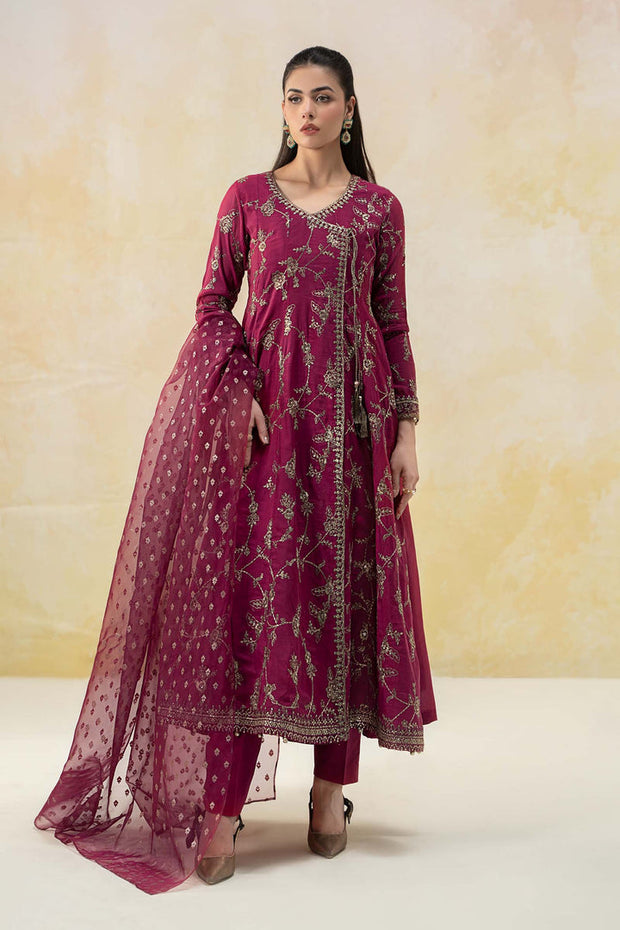 3 Piece Embroidered Paper Cotton Suit Pakistani Party Dress