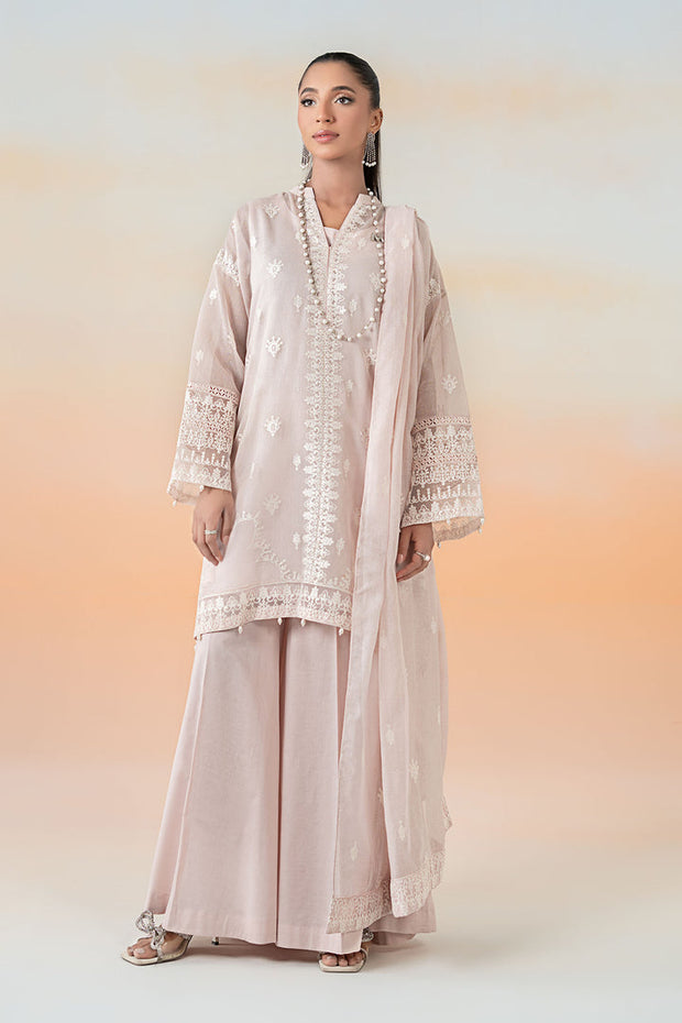 3 Piece Embroidered Cotton Net Suit Pakistani Party Dress