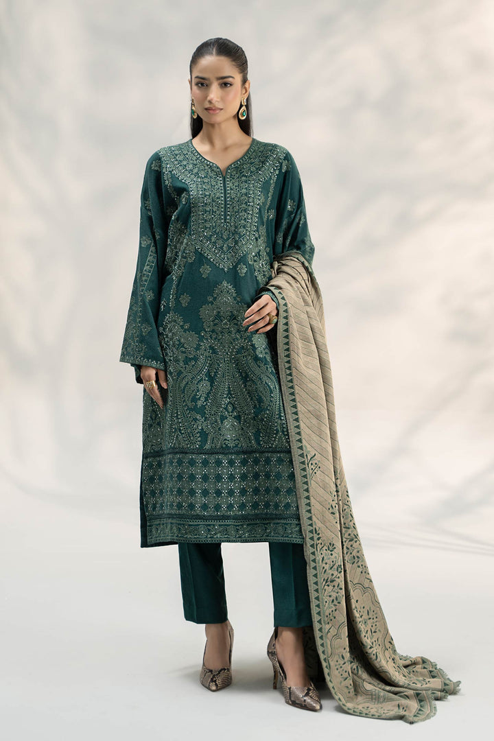 3 Piece Embroidered Pashmina Wool Suit Pakistani Party Dress