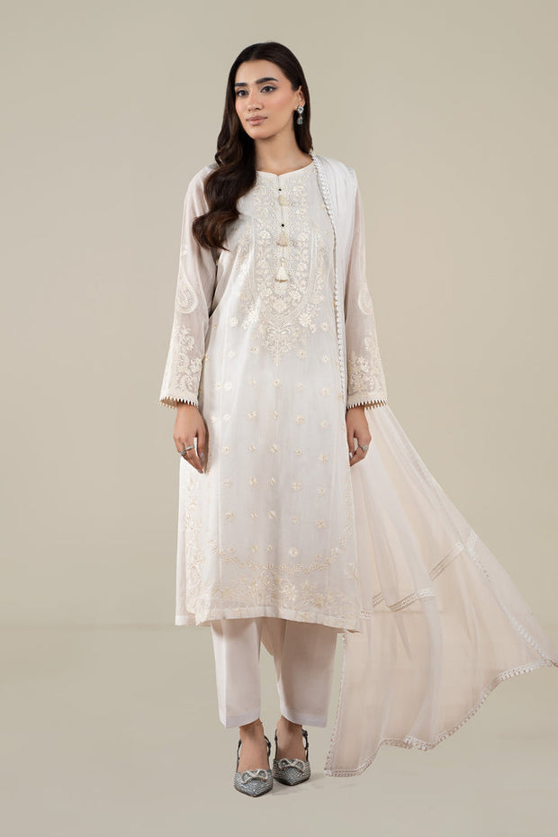 3 Piece Embroidered Paper Cotton Suit Pakistani Party Dress