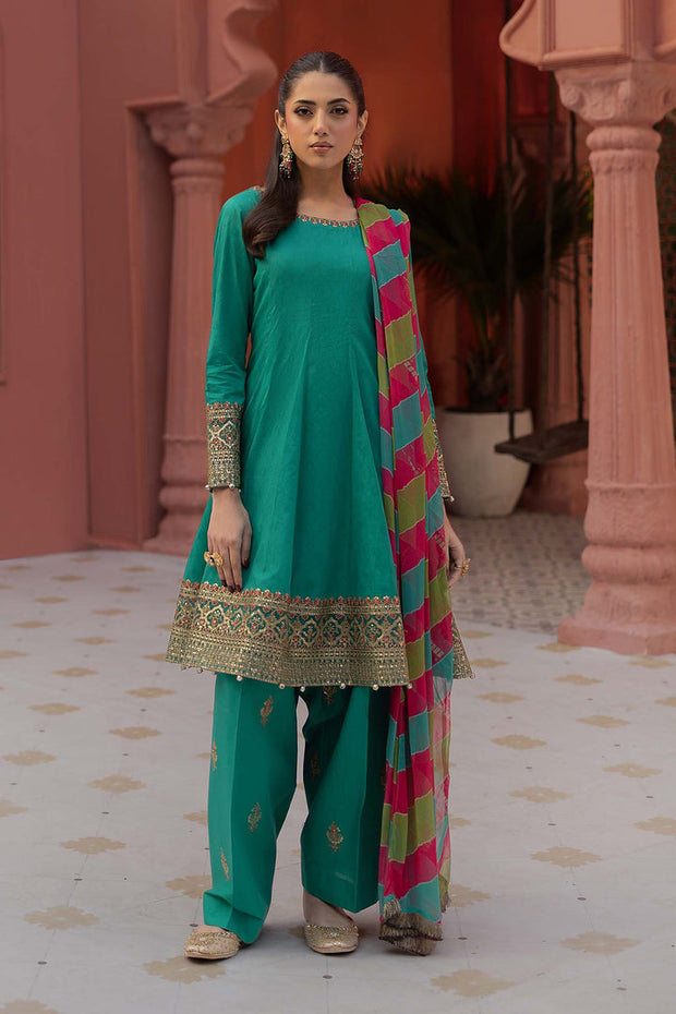 3 Piece Embroidered Self Jacquard Lawn Suit Pakistani Party Dress