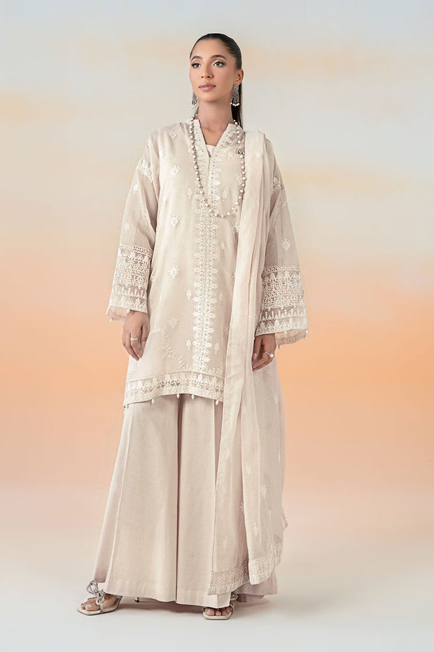 3 Piece Embroidered Cotton Net Suit Pakistani Party Dress