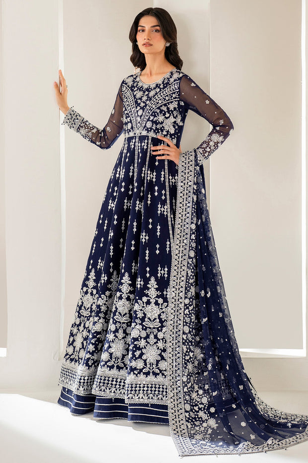 Deep Blue Embroidered Pakistani Dress with Pishwas Gharara