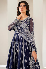 Deep Blue Embroidered Pakistani Wedding Dress Pishwas Gharara