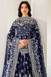 Deep Blue Pakistani Wedding Dress with Pishwas Gharara
