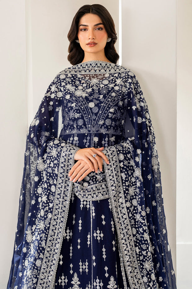 Deep Blue Pakistani Wedding Dress with Pishwas Gharara