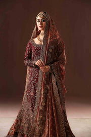 Deep Maroon Pakistani Bridal Dress in Farshi Gharara Style