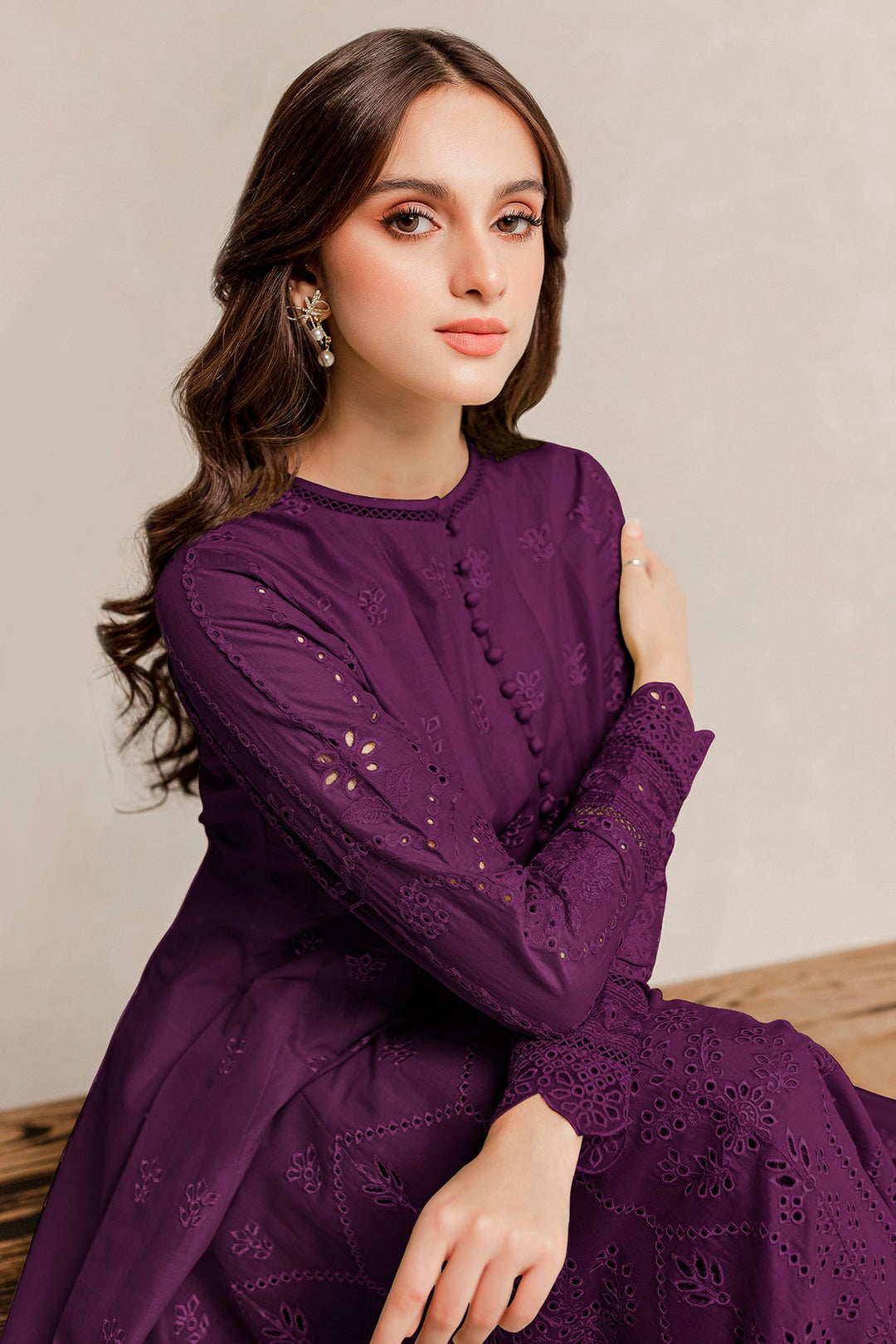 strapless open back dress Pakistani Party Dress Purple Salwar Suit in Frock Style – Nameera by Farooq