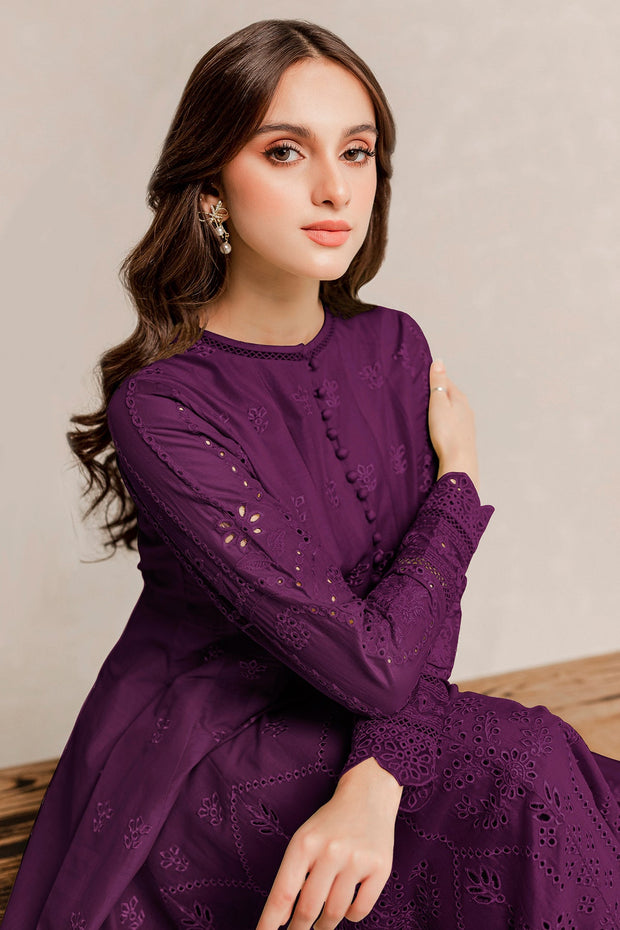 Pakistani Party Dress Purple Salwar Suit in Frock Style Nameera by Farooq Pakistani Party Dress Purple Salwar Suit in Frock Style Nameera by Farooq