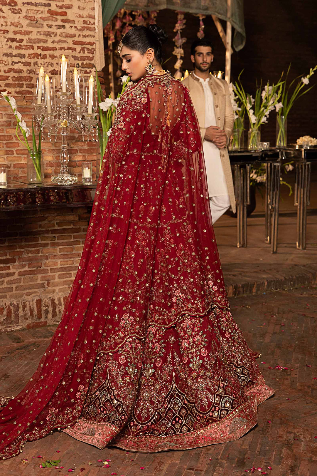 Elegant Deep Red Pakistani Bridal Lehenga Choli