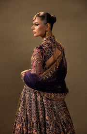 Irish Purple Pakistani Bridal Lehenga with Dupatta
