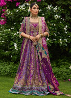 Designer Pakistani Bridal Lehenga Dress Violet Lehenga Gown