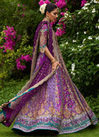 Designer Pakistani Bridal Lehenga Dress in Embellished Violet Lehenga 