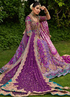 Designer Pakistani Embellished Bridal Lehenga Dress Violet Lehenga Gown