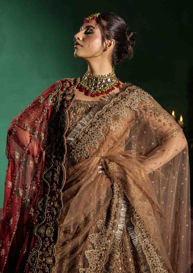 Dusty Peach Wedding Lehenga Choli Dupatta Pakistani Bridal Dress