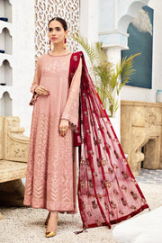 Dusty Rose Embroidered Pakistani Frock Dupatta Wedding Dress