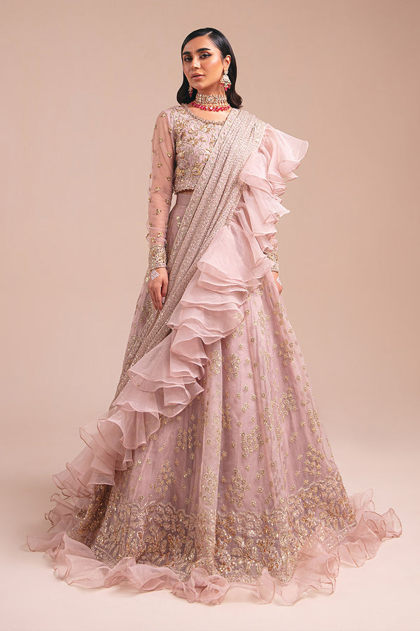 Elegant Baby Pink Embroidered Pakistani Wedding dress Lehenga Choli