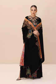 Elegant Black Embroidered Pakistani Salwar Kameez with Heavy Shawl