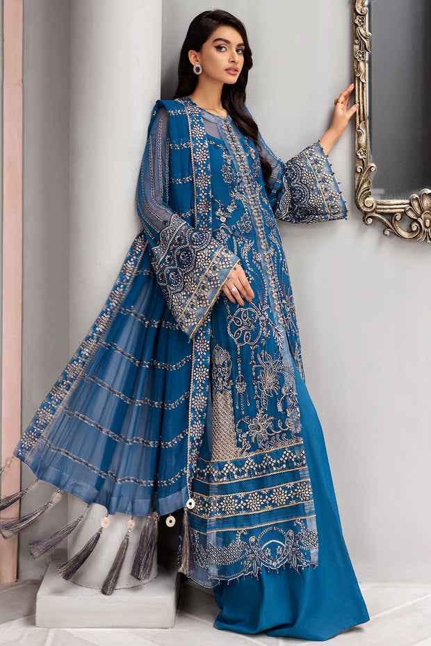 Elegant Blue Pakistani Salwar Kameez in Premium Chiffon Fabric