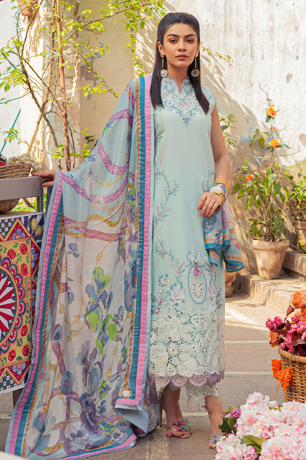 Elegant Blue Pakistani Salwar Kameez with Printed Dupatta