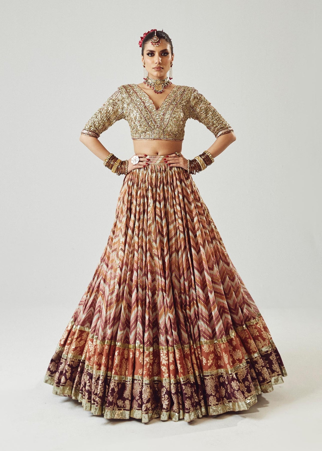 Traditional Bridal Lehenga Choli Dupatta Wedding Dress – Nameera by Farooq