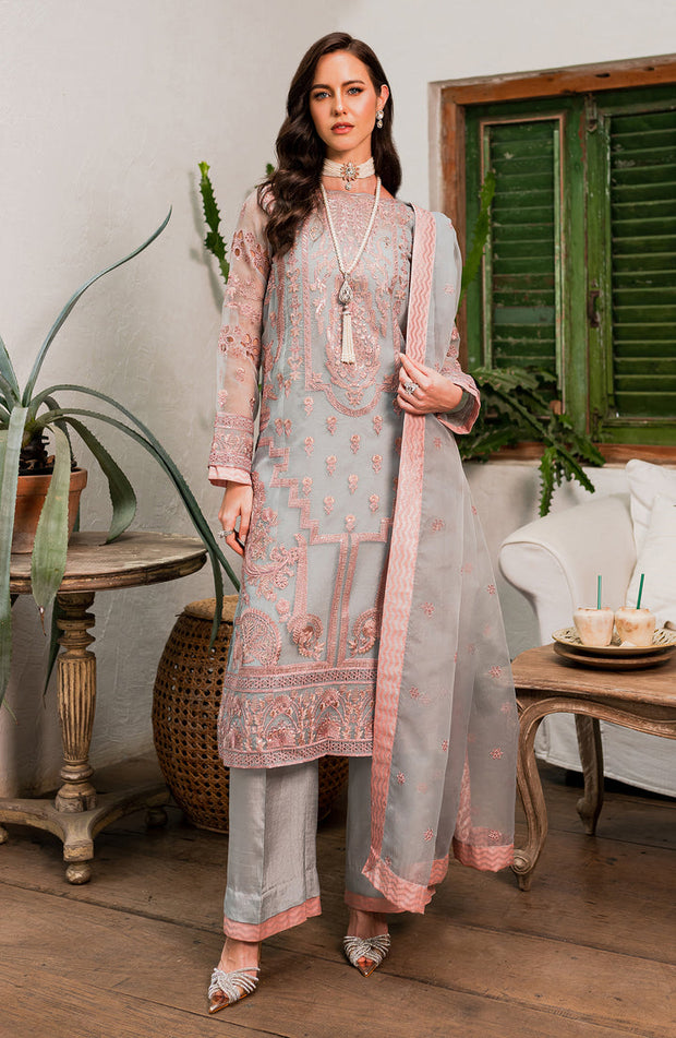 Elegant Candy Blue Embroidered Pakistani Salwar Kameez Dupatta Suit