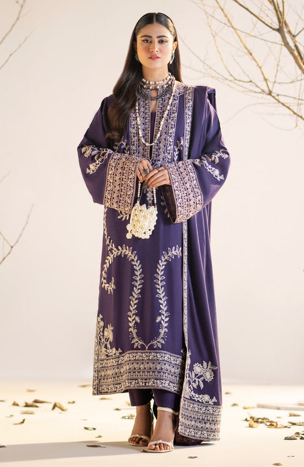 Elegant Coral Blue Embroidered Pakistani Salwar Kameez Dupatta Suit