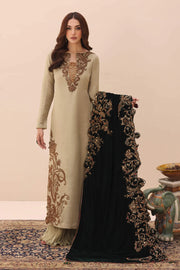 Elegant Creamy white Embroidered Pakistani Salwar Kameez Dupatta Suit