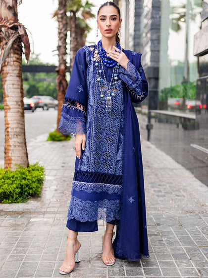 Elegant Dark Blue Pakistani Salwar Kameez Embroidered Salwar Suit