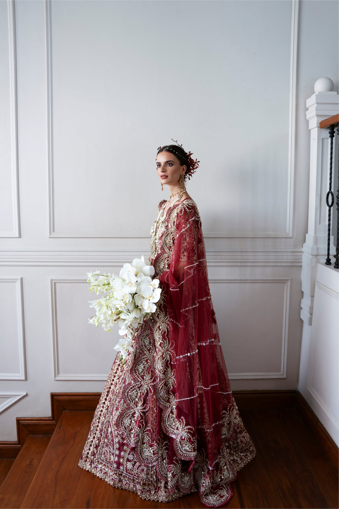 Deep Maroon Pakistani Bridal Lehenga & Choli – Elegance Redefined
