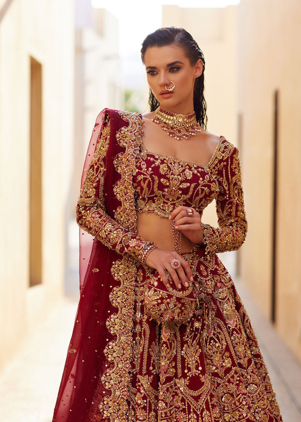 Embellished Choli Lehenga Style Pakistani Bridal Dress – Nameera by Farooq