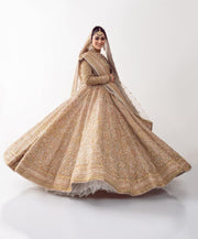 Elegant Embellished Golden Lehenga Choli with Dupatta Dress