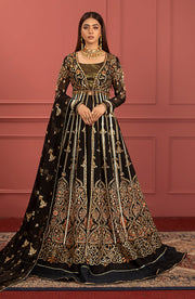 Elegant Embroidered Black Pakistani Pishwas Lehenga Wedding Dress