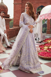 Elegant Embroidered Pakistani Wedding Dress Pishwas Frock in Lilac Shade 2023