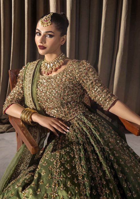 Elegant Green Lehenga Choli and Dupatta Pakistani Bridal Dress