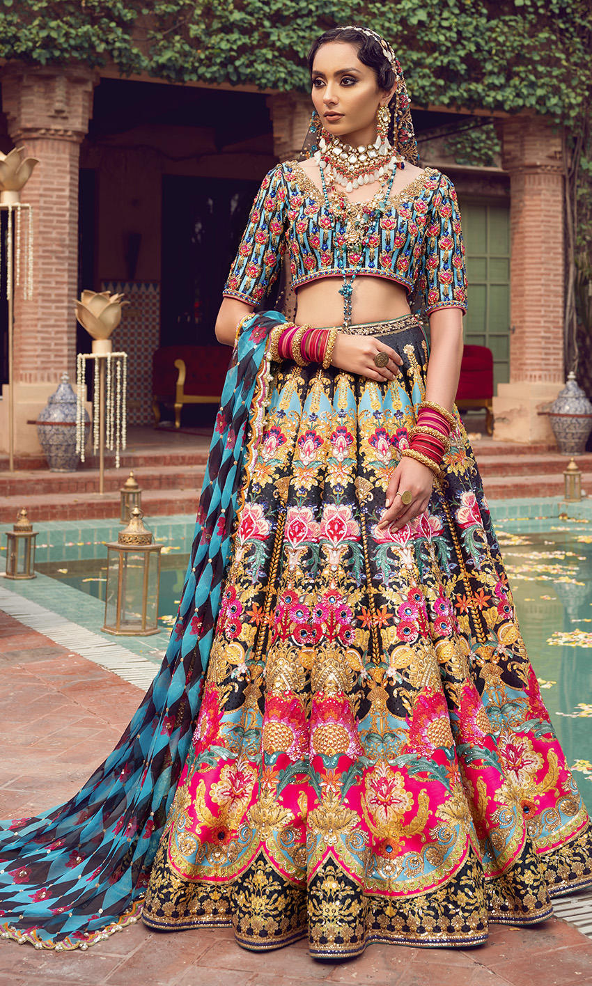 Elegant Indian Bridal Dress in Royal Black Lehenga Choli Style